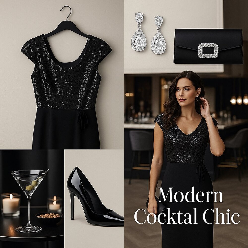 Black Sequin Cocktail Dress — Timeless City Glamour